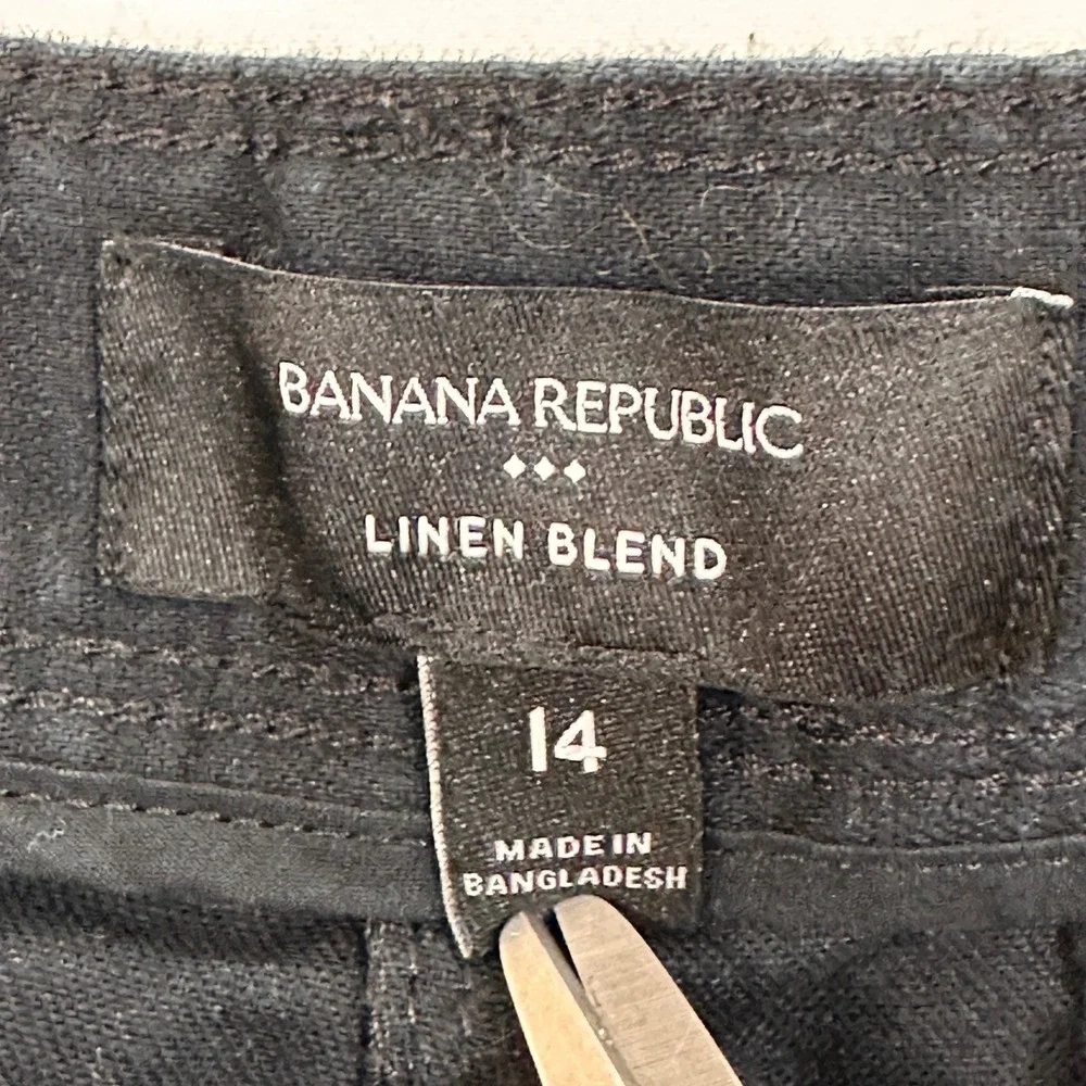 Banana Republic Linen Blend Pleated Pants Womens 14 Black Capsule‎ Minimalist